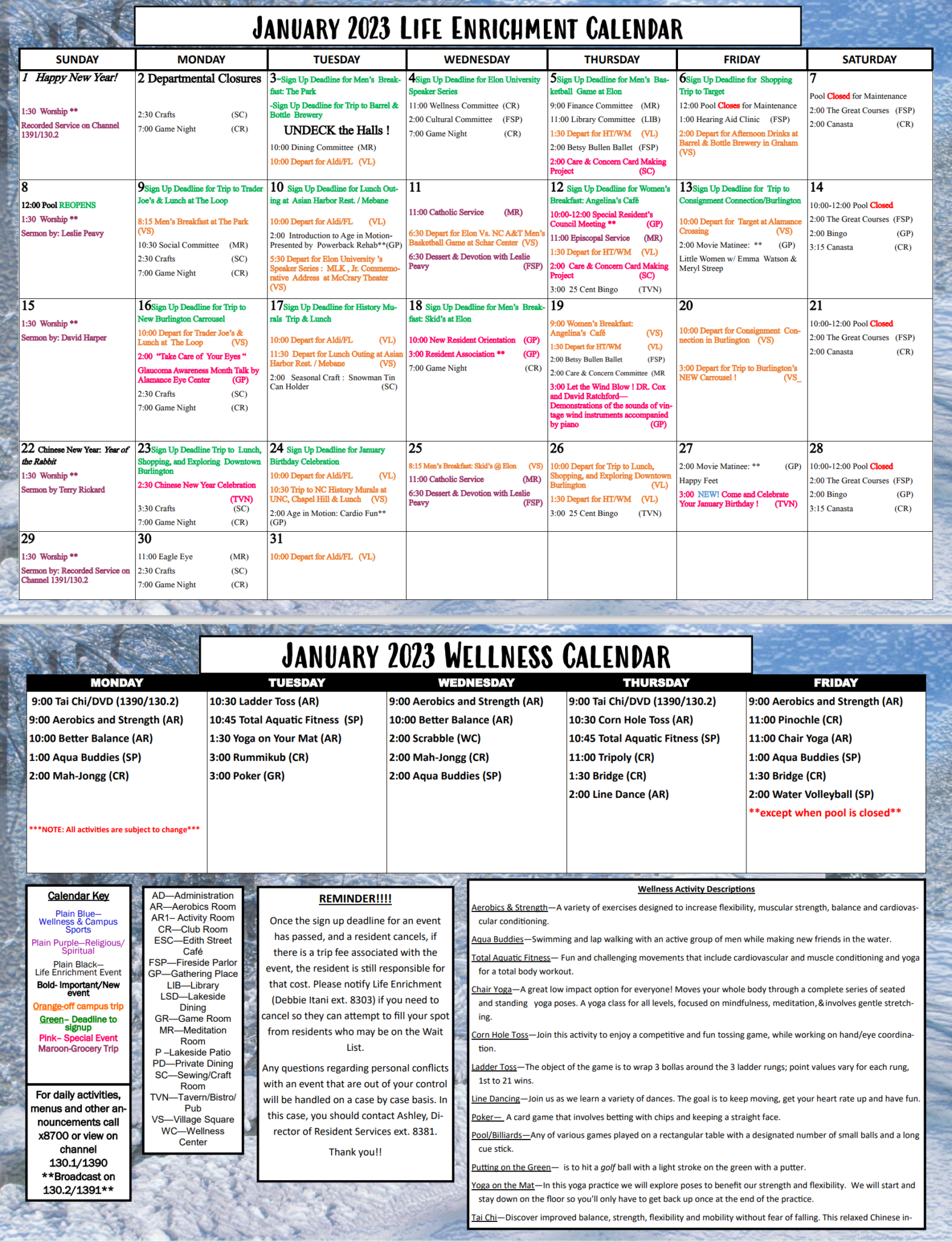 January 2023 Activities Calendar The Village at Brookwood