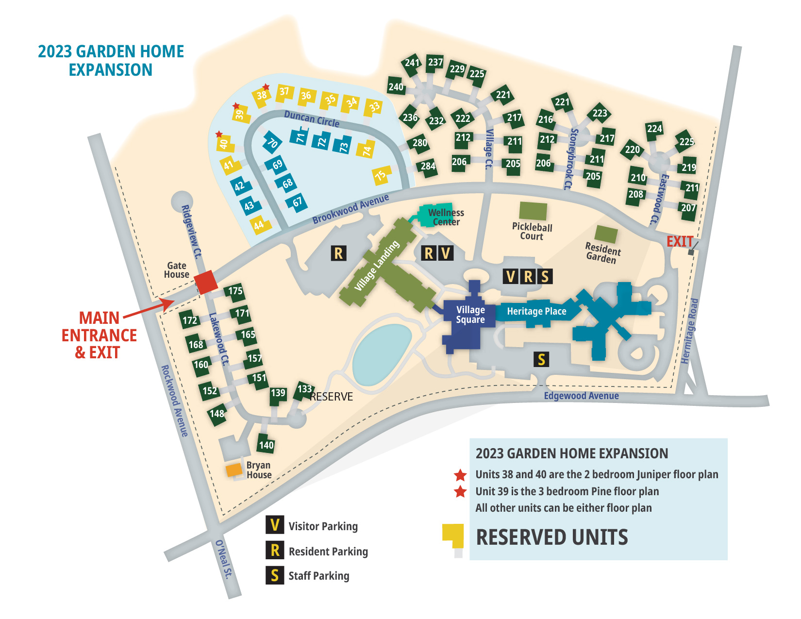Map of The Village at Brookwood 2023 Garden Home Expansion - Independent Retirement Living